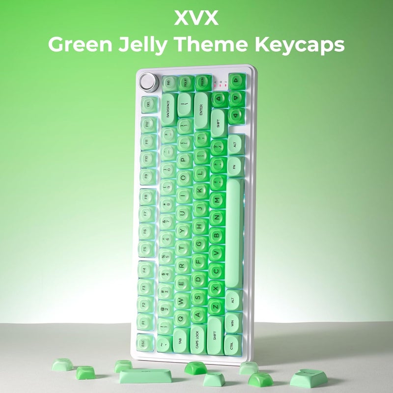 OHY PBT Keycaps, XVX Green Apple Jelly HOA Profile, 132-Key Cute Custom Keycaps (for Mechanical Keyboards with Cherry/Gateron MX Switches)-Apple Green - Image 2